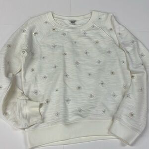 J crew cream sweater/ sweatshirt with cute detail